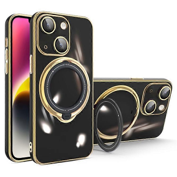 Compatible For iPhone 15 Kickstand Phone Case Soft TPU Electroplating Cover with Lens Protector