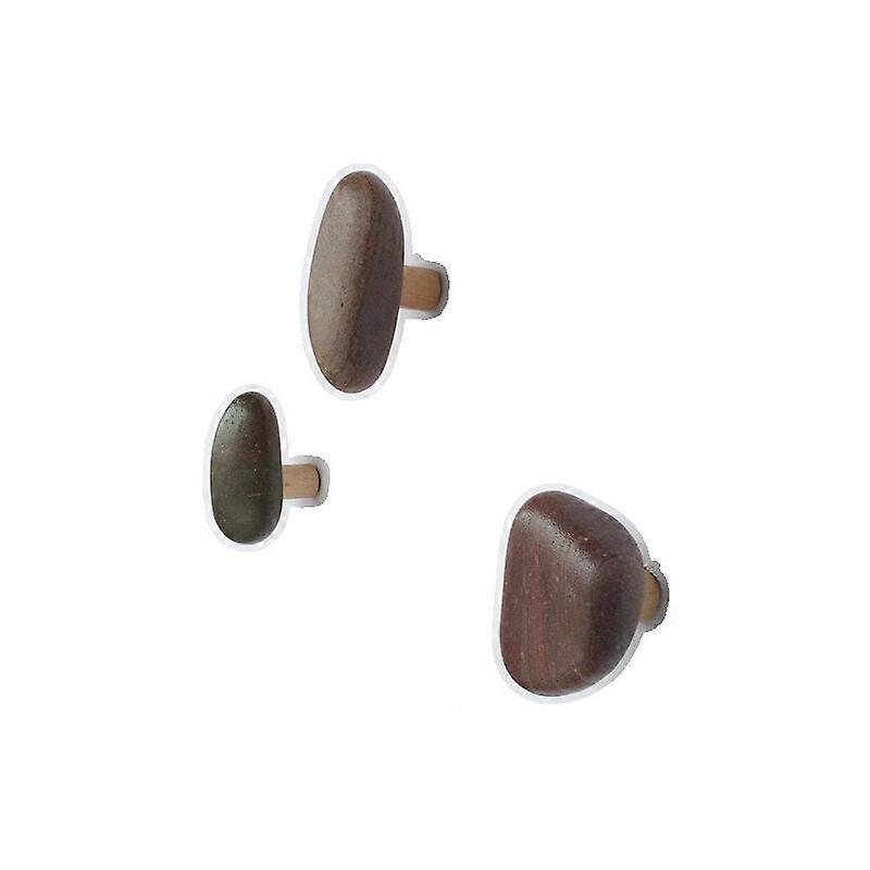 Walnut Wood Wall Hooks Set Entryway
