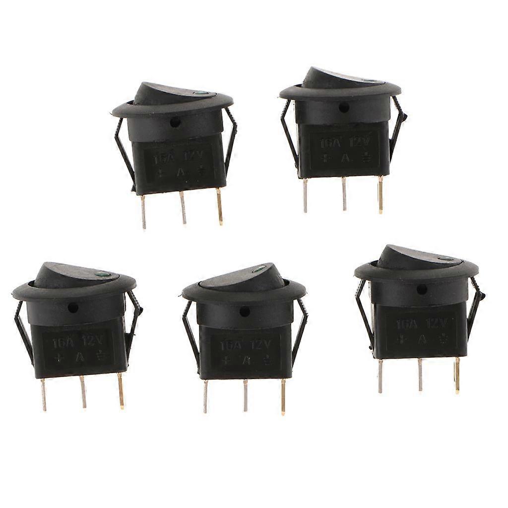 5 Pieces 12V 16A Round Rocker Toggle Dot illuminated Led Light Switch Truck -