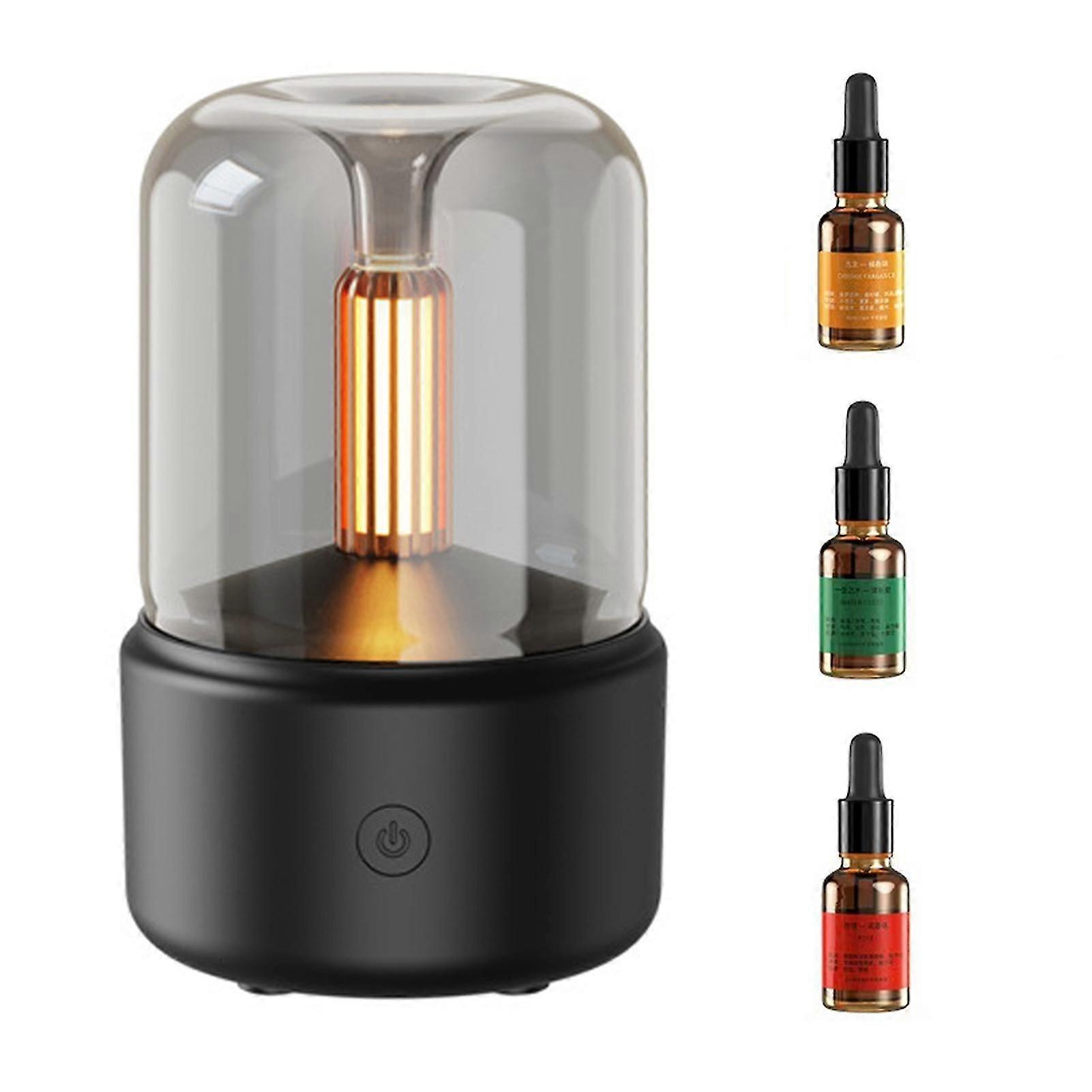 Portable Essential-Oils Diffuser USB 120ml Cool Mist Humidifier with Imitation Candle Night Light
