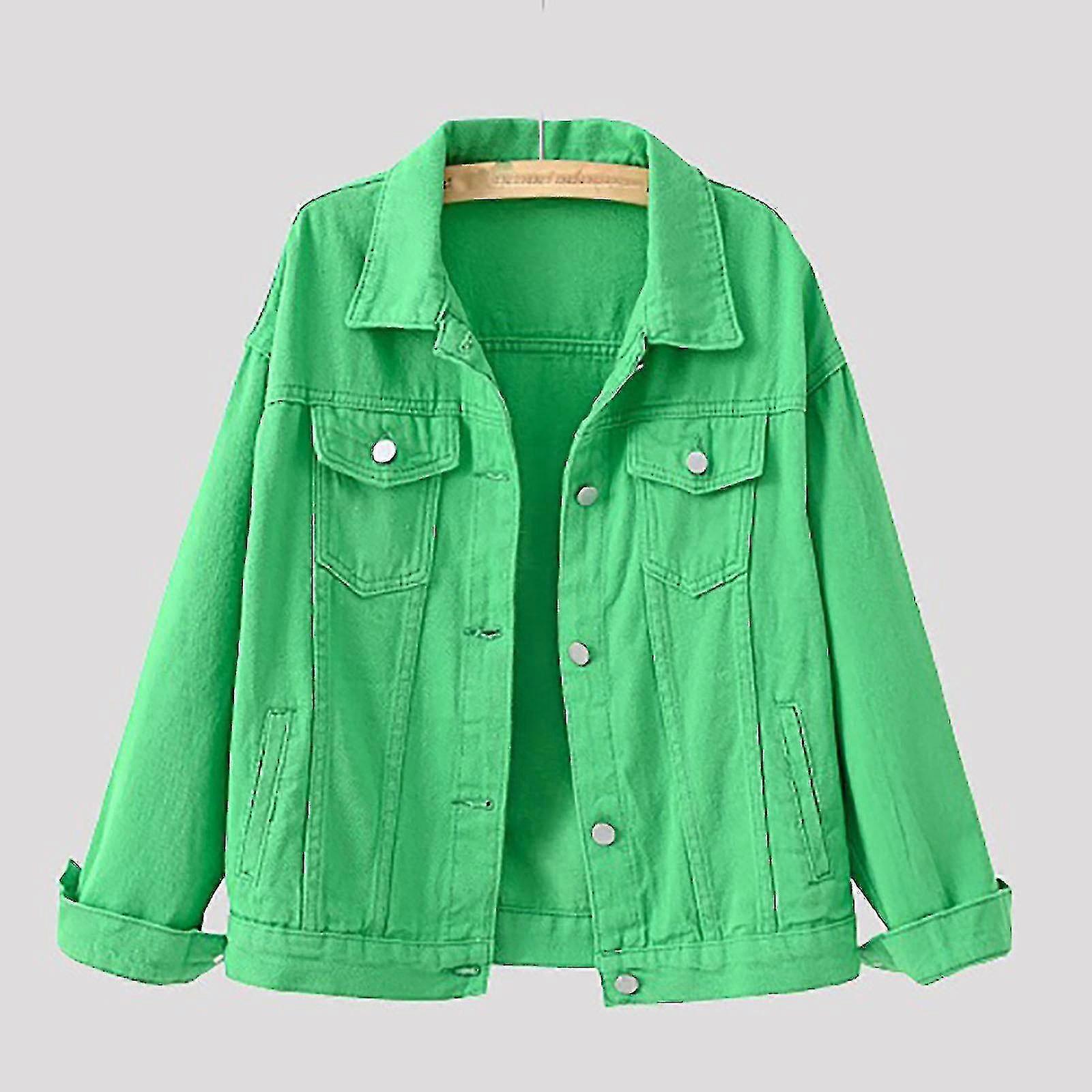 Women's Denim Jacket Warm Long Sleeve Spring Autumn Coat Solid Color Outerwear