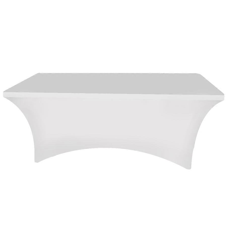 Rectangular Table Cover Elastic Tablecloth for Wedding Banquet Home Decor(White 183*76*75cm)