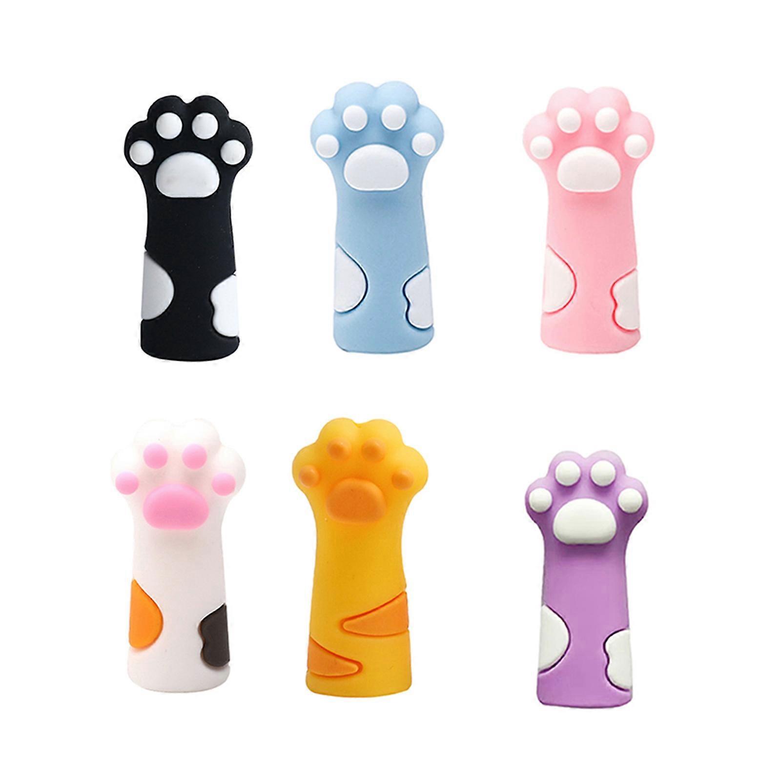 6Pieces Cartoon Cats Claw Pencil Caps Chewing-proof Silicone Pencil Tip Protector Covers for Kid Student Class Reward πολύχρωμο