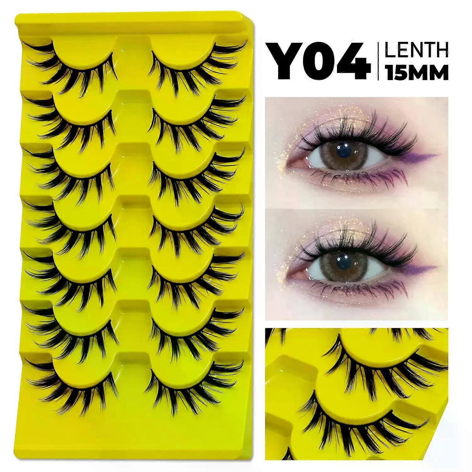 Boussder GROINNEYA Cat Eye Lashes 5/7Pairs Natural False Eyelashes 3D Faux Mink Soft Anime Eyelashes