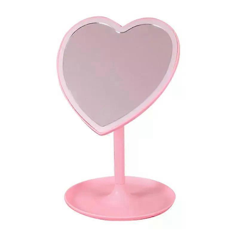 Heart Shape LED Makeup Mirror With 3 Colors Lighting and Stand Desktop Rechargeable Cosmetic Vanity Mirror Portable Lighted