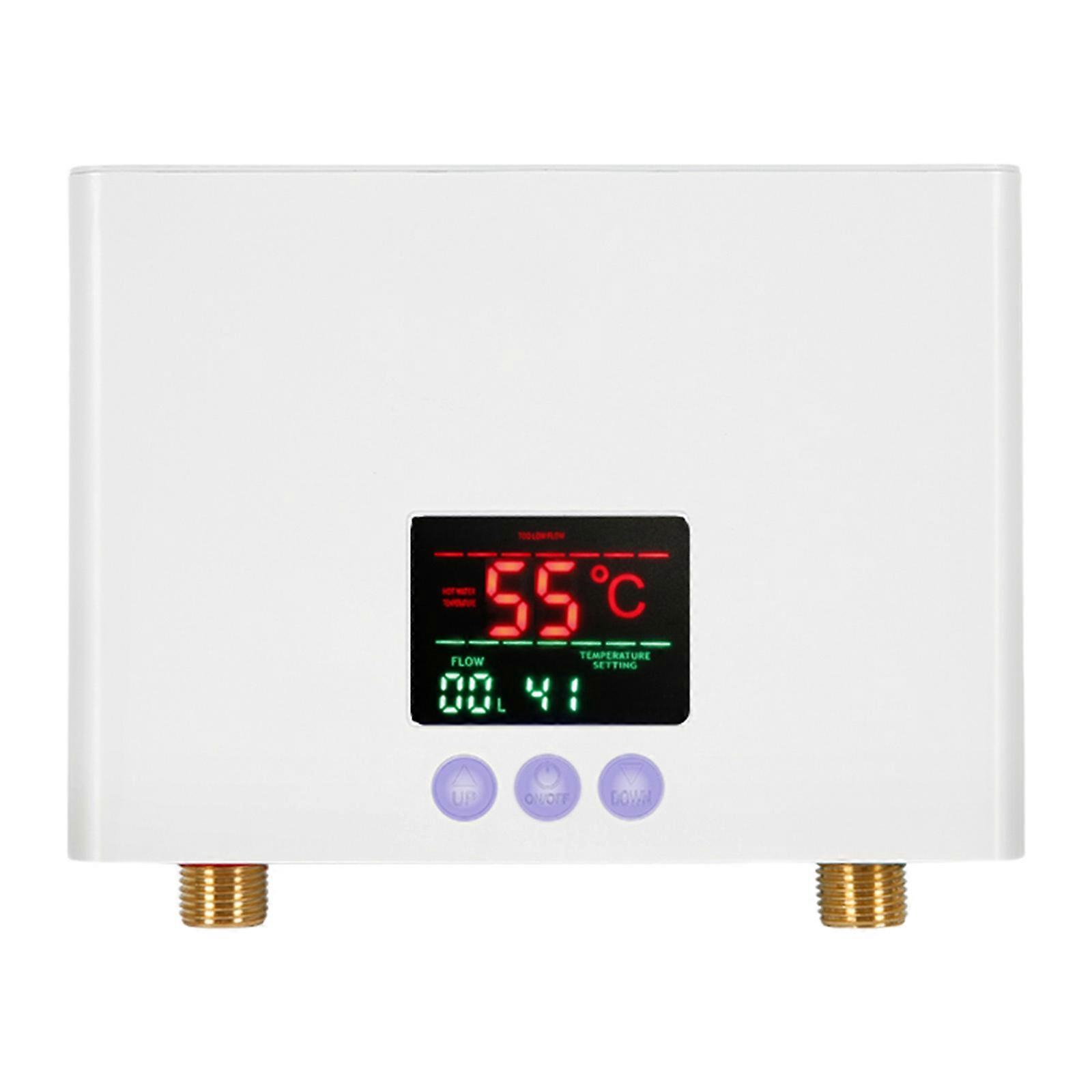 Energy Efficient Electric Water Heater 3000W Remote Controlled Hot Water System with LED Display for Under Sink Use White