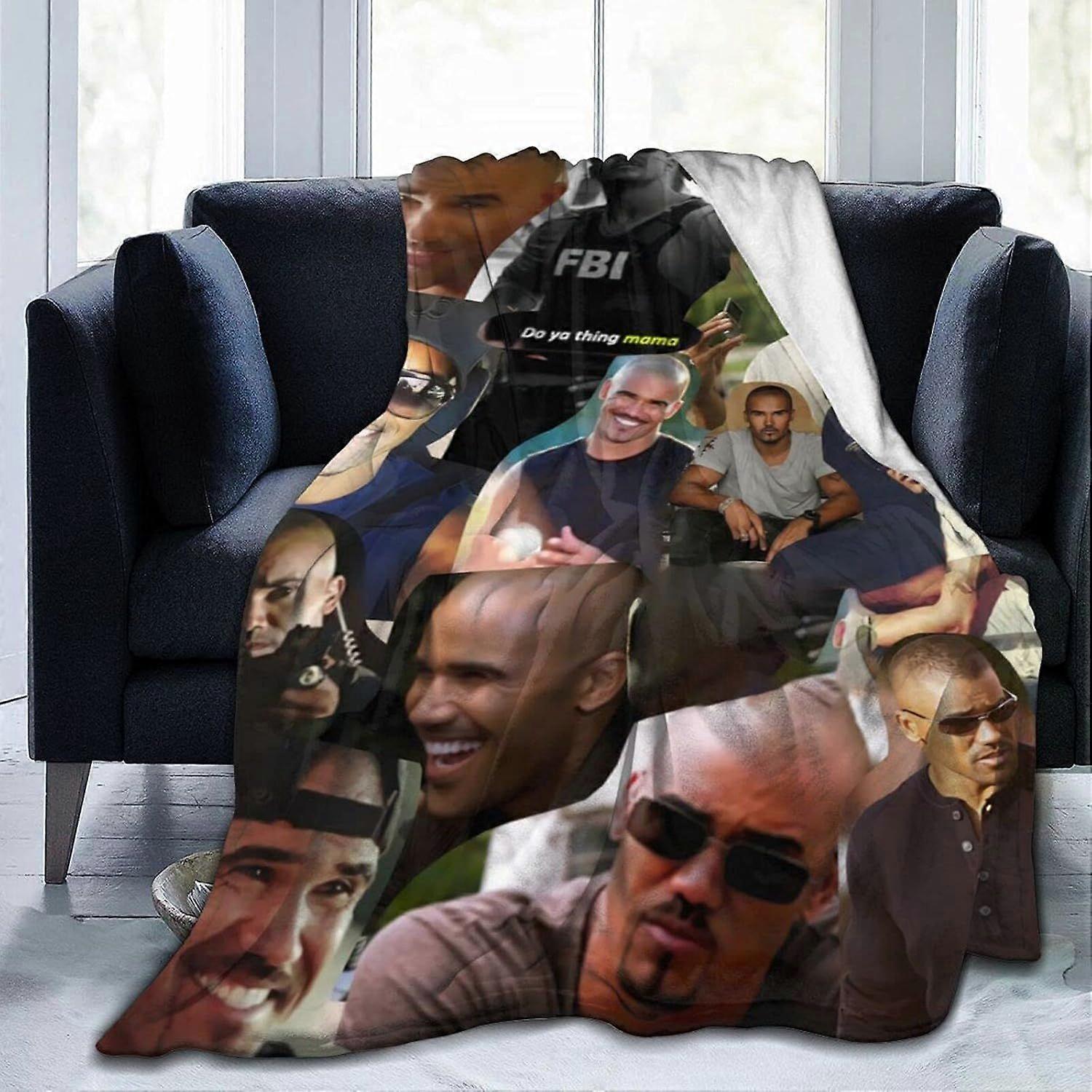 Decke Shemar Moore Derek Morgan UltraSoft Flanell Fleece Picknickdecke für Jungen Mädchen Erwachsene D Print Kuschelige Plüschdecken für Couch Sofa Livin