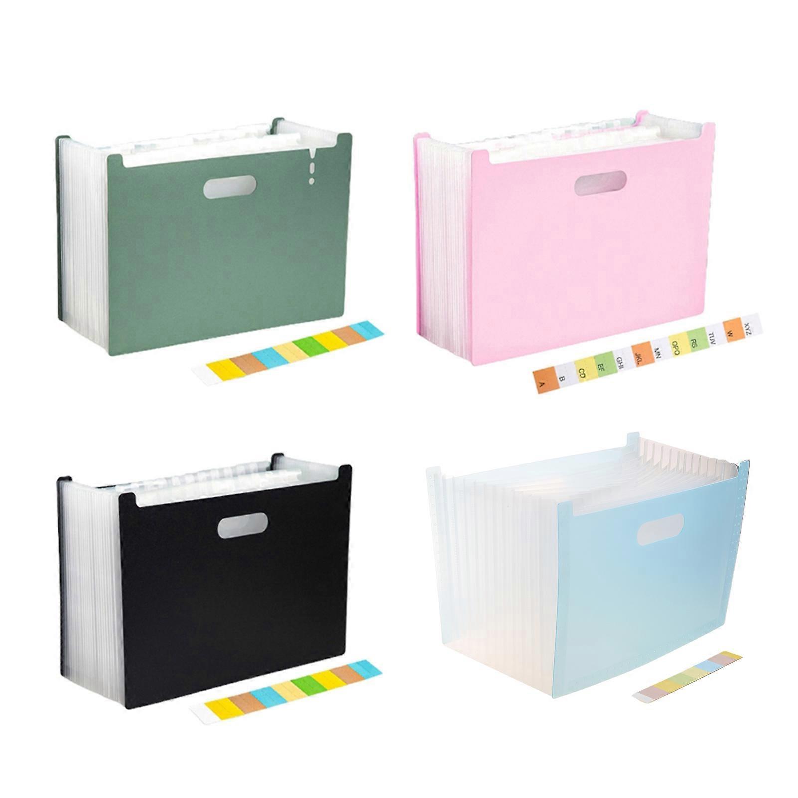 A4 Accordion Folder Clear Index Labels Expanding Document Folder File Organizer Desk Management for Office File Cabinet Pink
