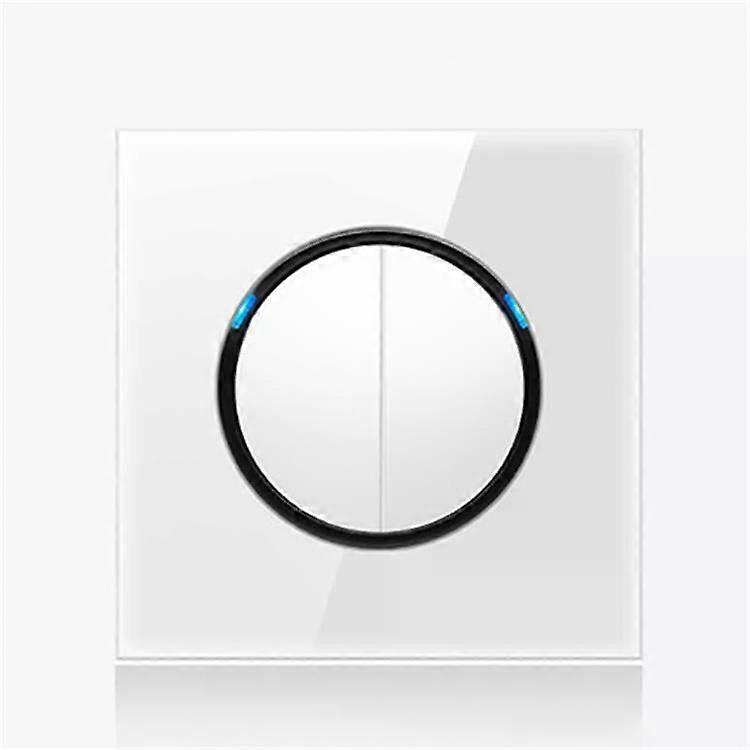 86mm Round LED Switch Panel-White Tempered Glass,Dual Control -