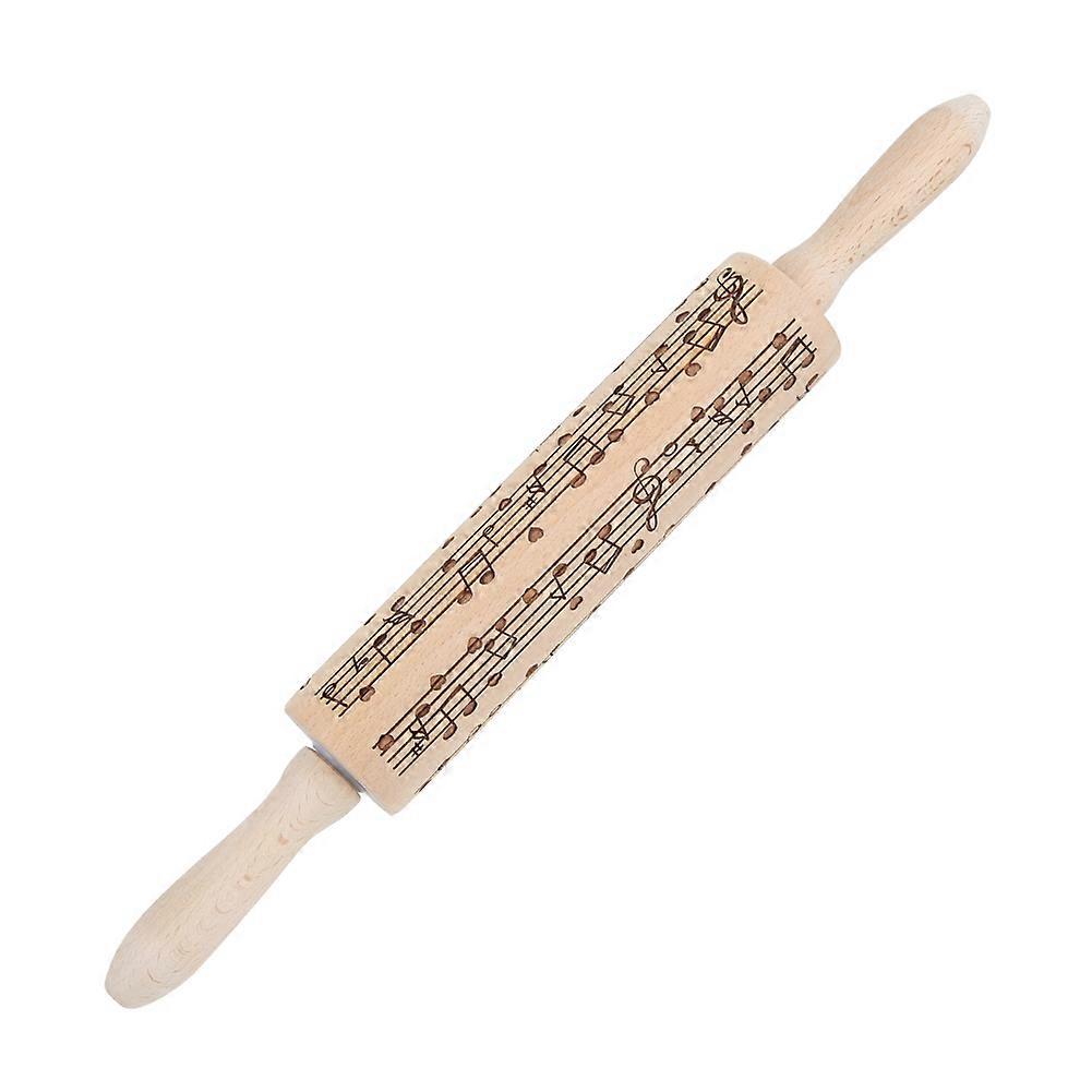 Christmas Music Note Rolling Pin Engraved Cookies Dough Roller for Kitchen Tools