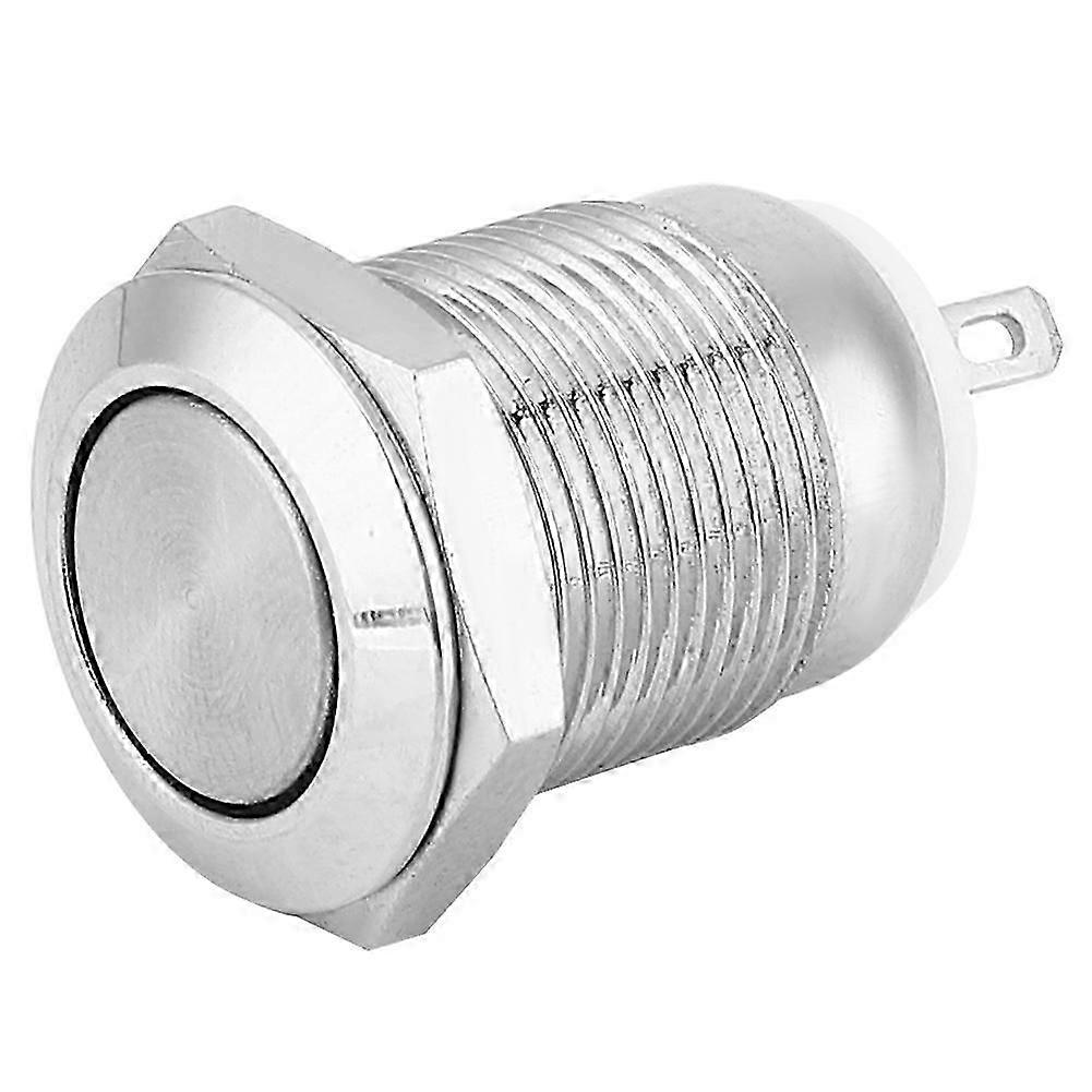 5Pcs Metal Push Button Switch 1 Normally Open 2 Pins Waterproof Self Reset Electronic Supplies(Flat Head )