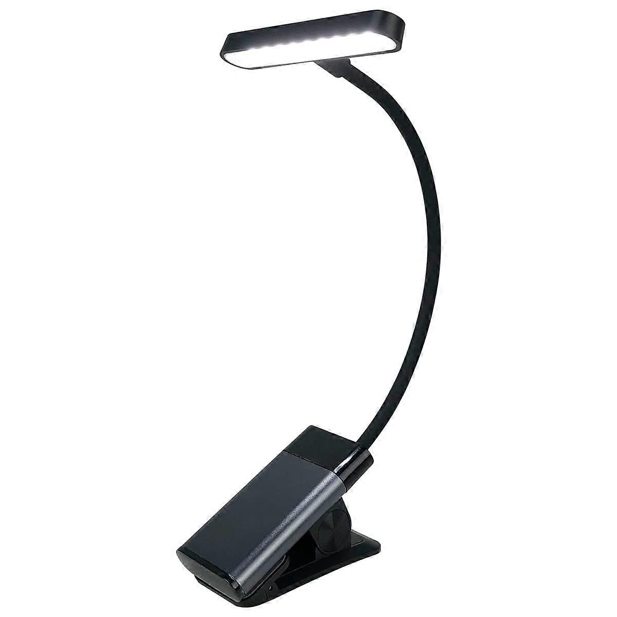 LED Rechargeable Clip Book Light with 24 Lumen, Adjustable Brightness, Color Settings, Flexible Goose Neck Design