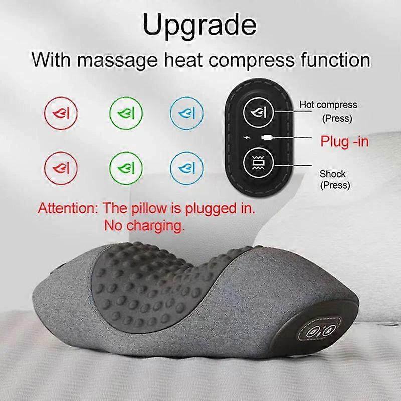 Electric Massager Cervical Pillow With Hot Compress, Vibration, Neck Traction, Memory Foam For Spine Support