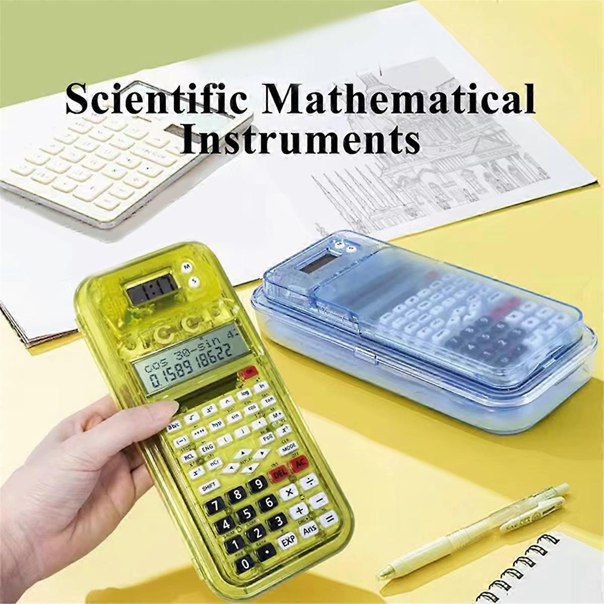 Luxmoc Multi-Function Scientific Calculator Transparent Pencil Case Time Display Scientific Function