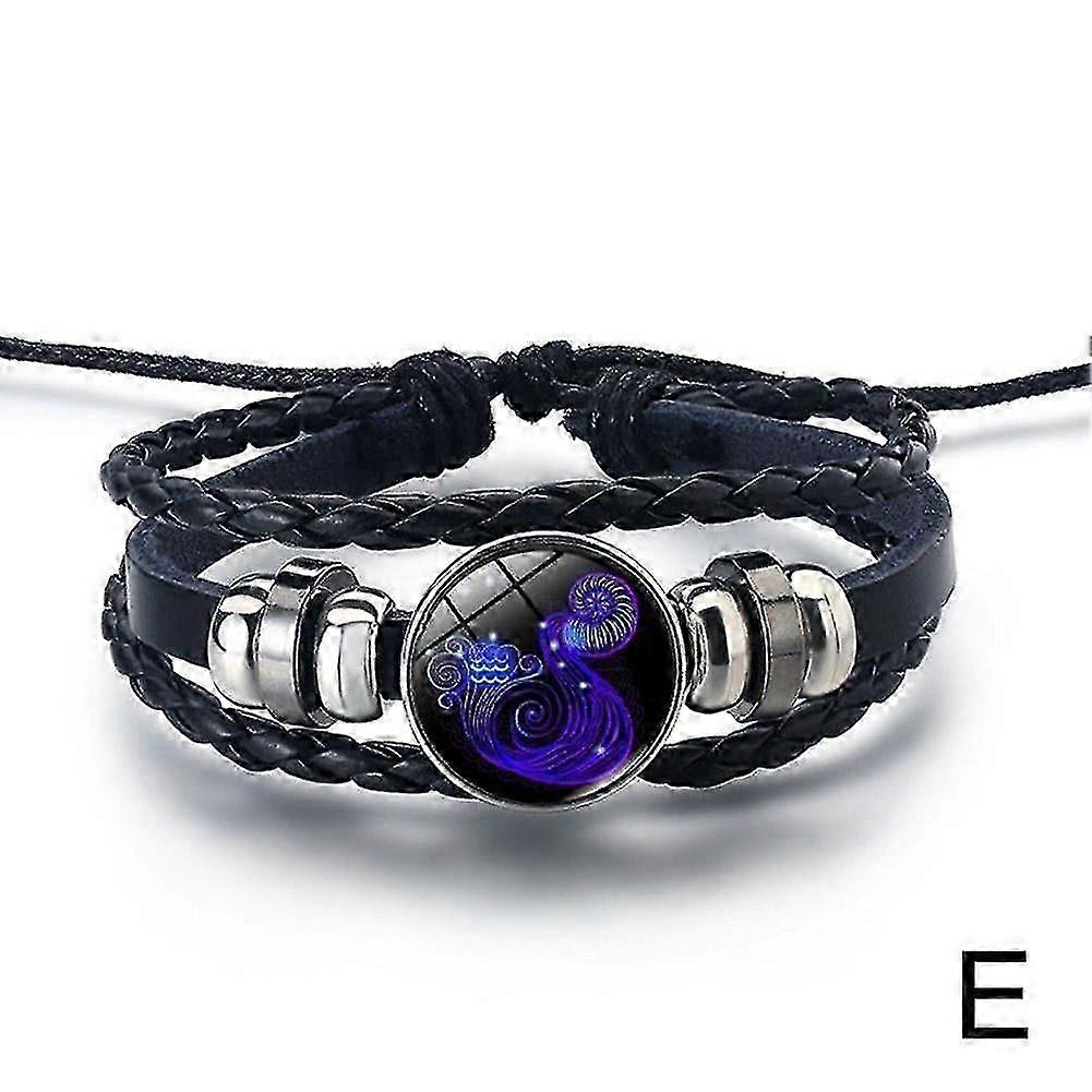 Serene Manifestation Bracelet 12constellations Gemstone Leather Improve Energy