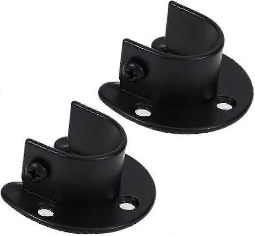 2pcs Frosted Black Stainless Steel Shower Room Clothes Rail Curtain Flange Seat Cover Clothes Rail Bracket With Screws_Lucky_B