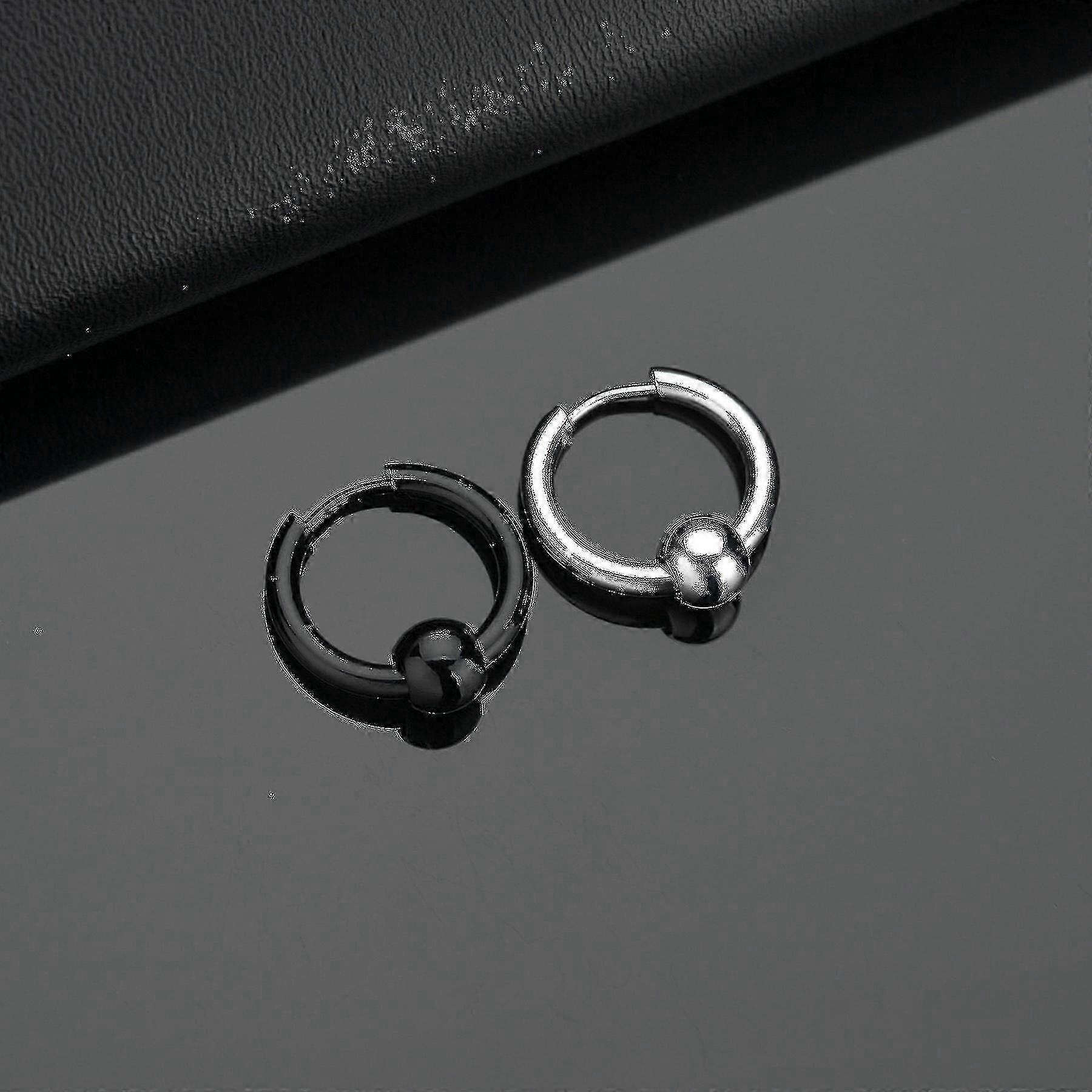 Moderne Hoop øreringe til kvinder og mænd - rustfrit stål, allergivenlig metalkugle design