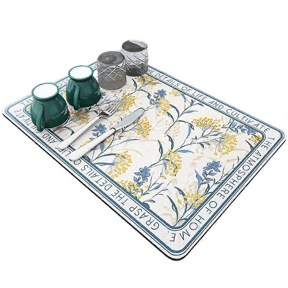 Draining mat with microfiber dishwashing mat and 100% rubber backing for effective drying