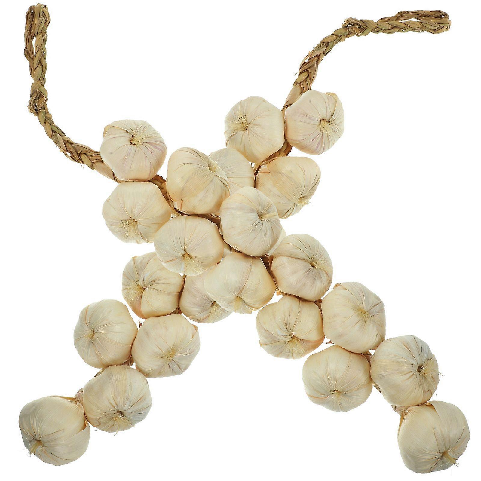 2Pcs Simulation Garlic Hanging String Creative String Photography Props Artificial Vegetable String White