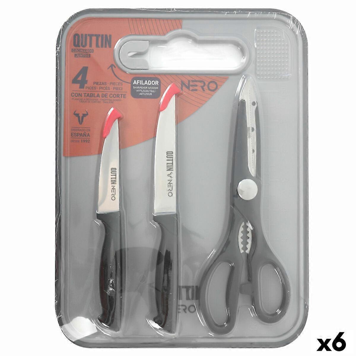 Knife Set Quttin Nero 4 Pieces (6 Units)