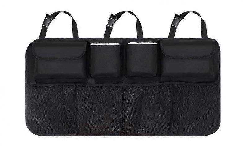 Mesh Car Trunk Organizer with 8 Pockets, Adjustable Strap and 3 Fastening Tapes, Kids Car Organizer Suitable for SUV, MVP
