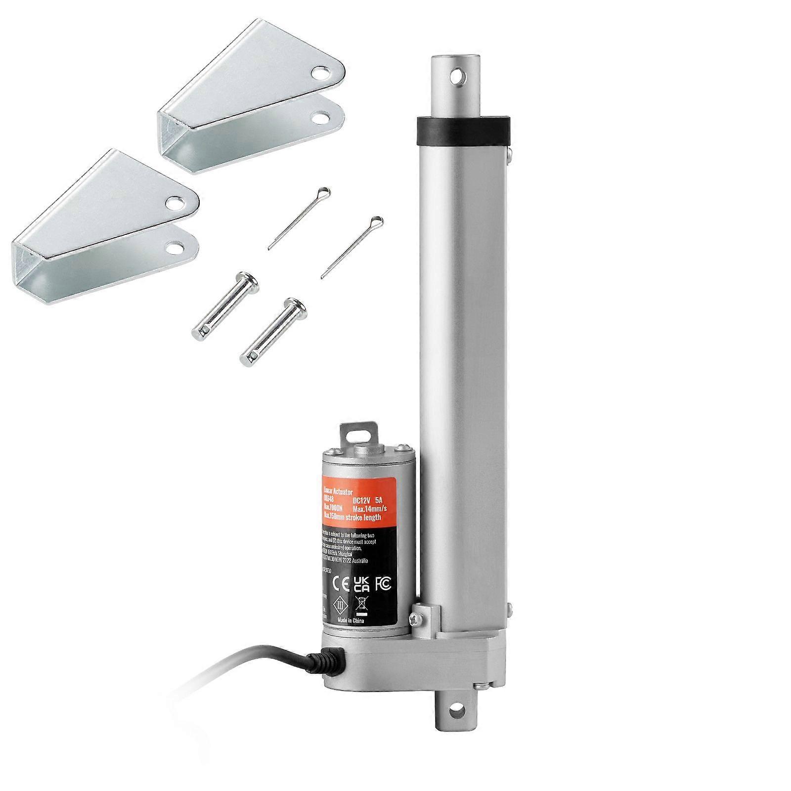 Lineaarinen toimilaite 12V, 6 tuuman suuri kuorma 330lbs / 1500N lineaarinen toimilaite, 0.19 "/ s lineaarinen liiketoimilaite asennuskiinnikkeellä ja IP54-suojauksella