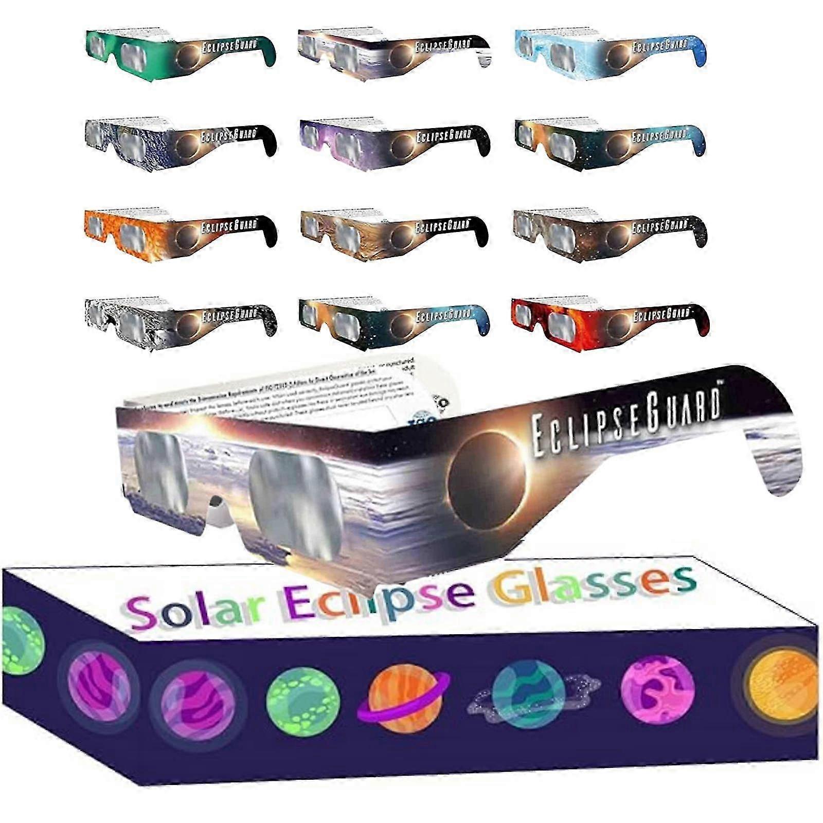 Solar Eclipse Glasses 2024 CE And ISO Certified With 6 Different Color Durable Paper Frames For Viewing,50% Offer Direct Sun