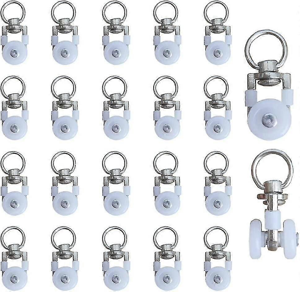 20 Pieces Metal Pulley Wheel, Curtain Pulley, Sliding Curtain Hooks, Curtain Rail Pulley