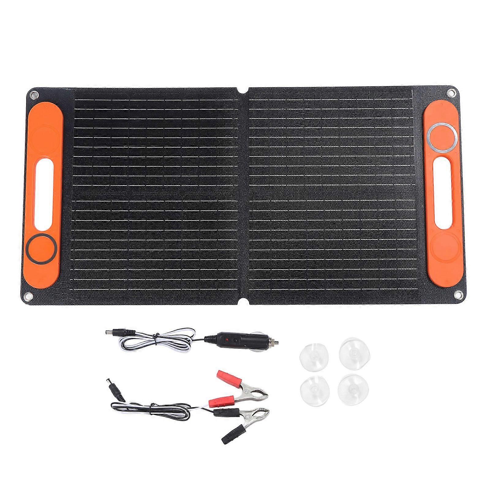 80W Portable Folding Solar Plate Double USB Port Waterproof ETFE Solar Plate Charging Device Portable Mobile Power
