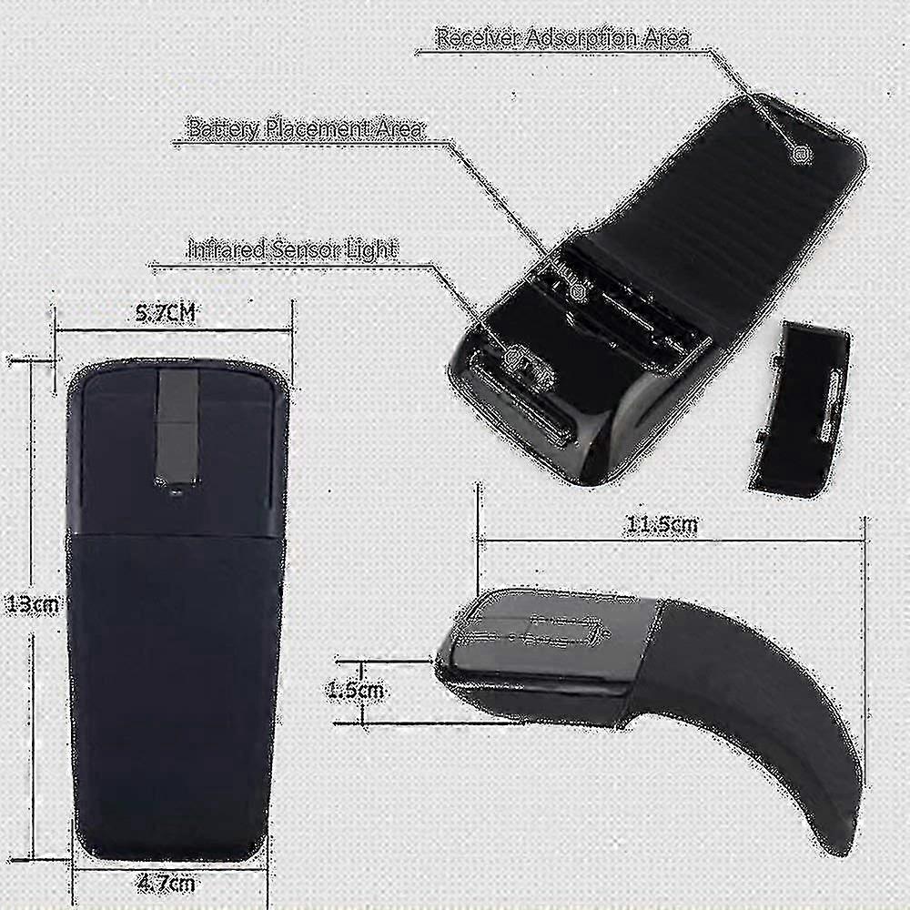 New Folding Mouse 2.4ghz Arc Touch Wireless Optical Touch Mouse With Usb Receiver For Laptop / Computer (black)(bebetter)