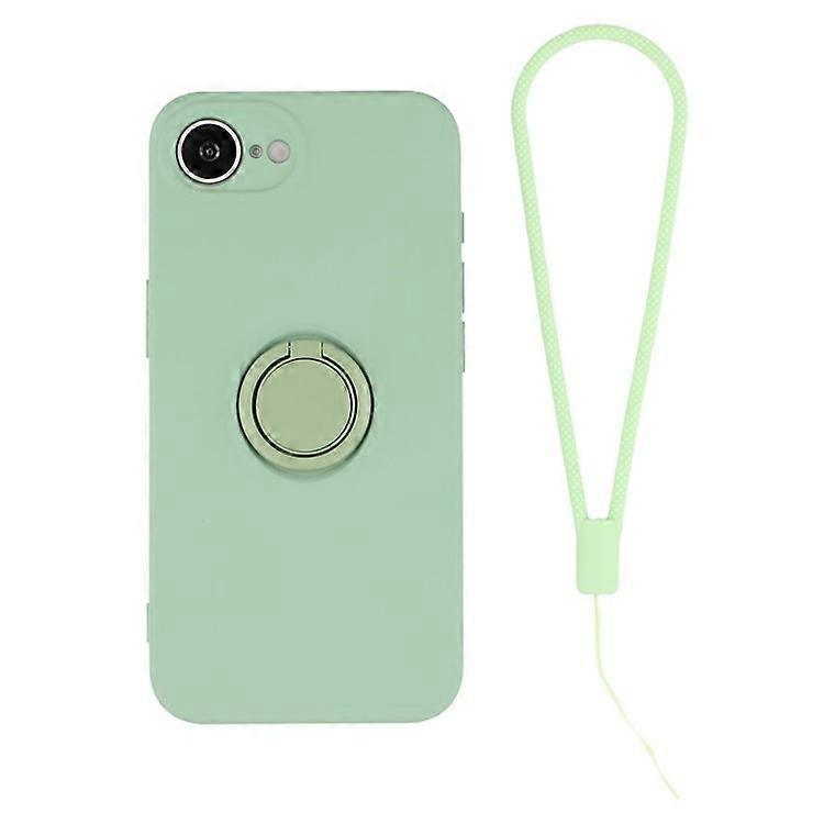 Compatible For iPhone 16e Silicone Case with Strap Ring Kickstand Phone Cover