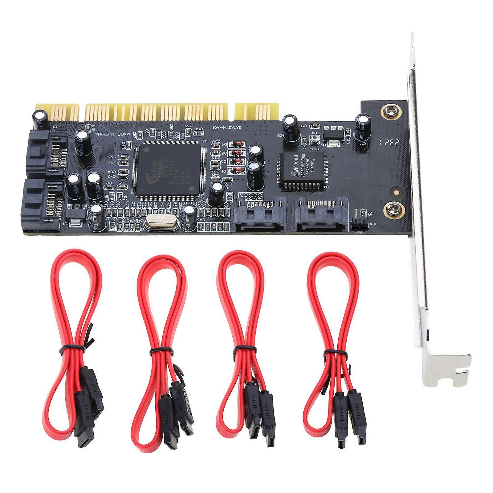 PCI Sata for Raid Card 4 Port Sata Controller Expansion Card with Low Profile Bracket for Desktop PC Support 32-Bit 33/6
