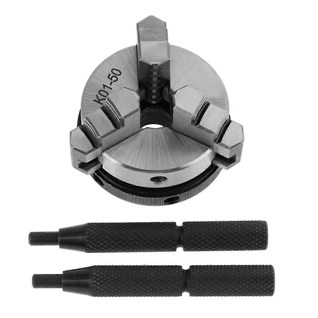 Mini 3 Jaw Lathe Chuck, K01-50 3 Jaw Woodworking Hand Chuck Self Centering Manual Chuck Set, Woodworking Scroll Chuck
