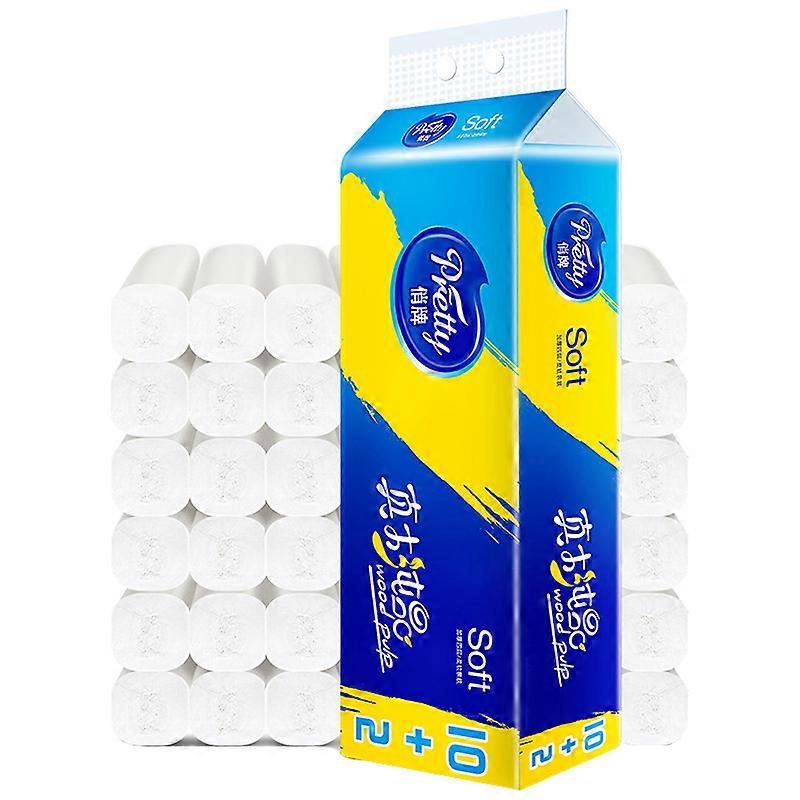 12 Rolls Bulk Bath Tissue,5-Ply Thickened Core Toilet Paper,Soft Strong Absorbent,Home Essentials,Value Pack