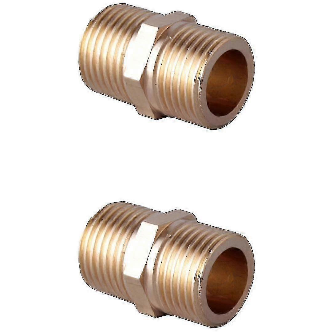 Messing mann til mann Straight Pipe Hex Joint Male Threaded (4pcs, gull)