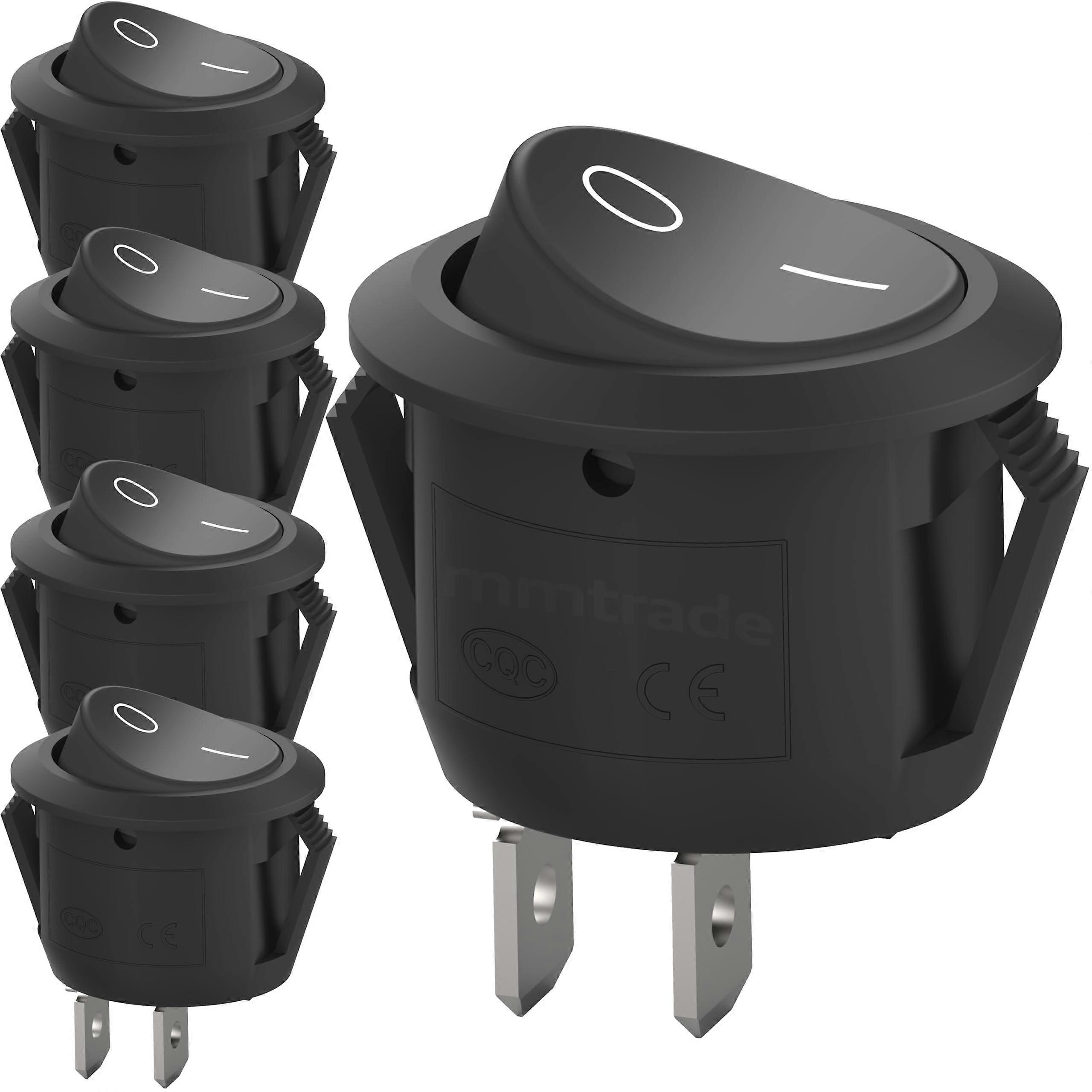 5 Round Rocker Switches On-Off Lockable Self-Locking 10A/125V 6A/250V Waterproof Switches for Electrical Applications