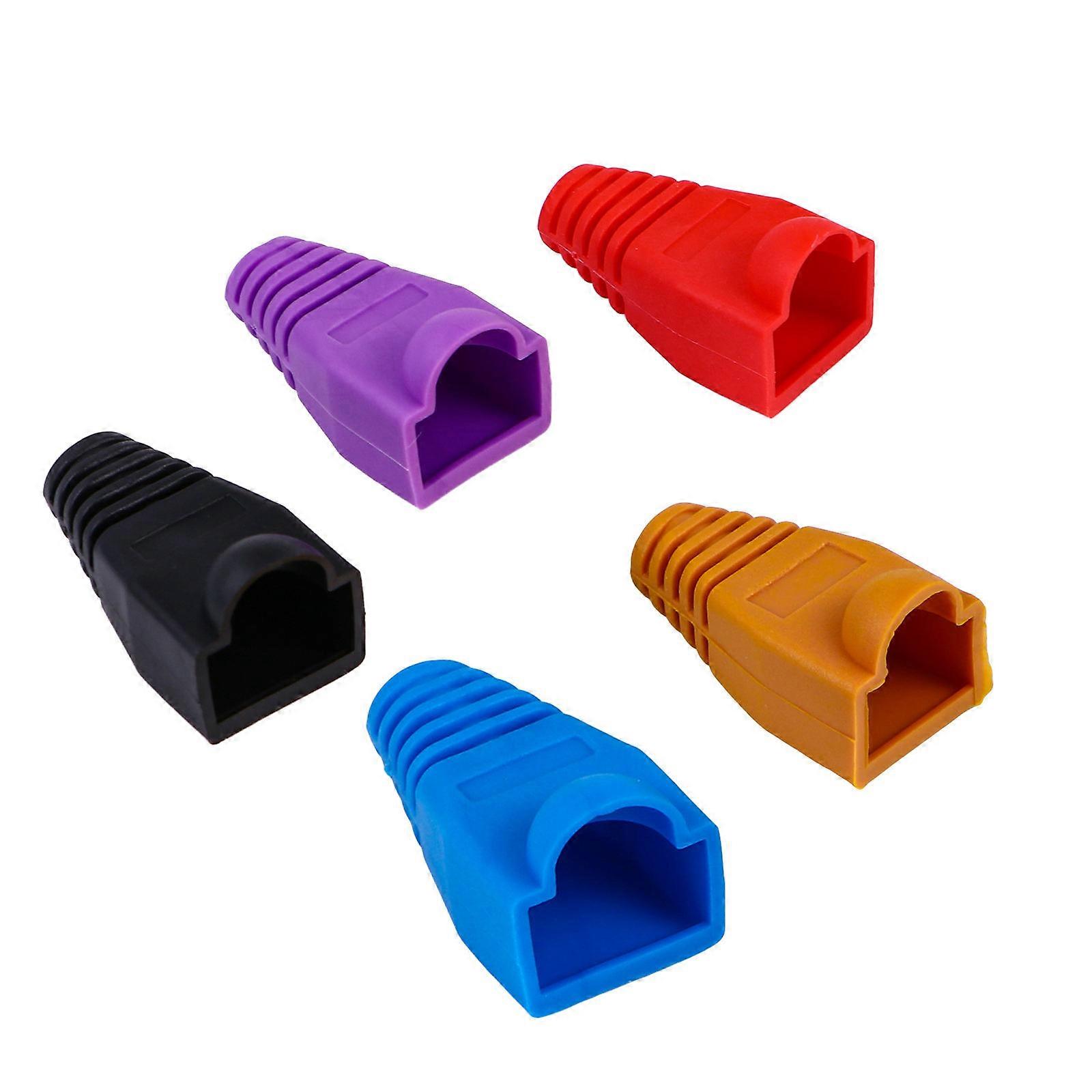 100pcs Durable Plastic Connector Boots Caps for Ethernet Network Cables – Mixed Colors for Enhanced Protection and Damage Prevention