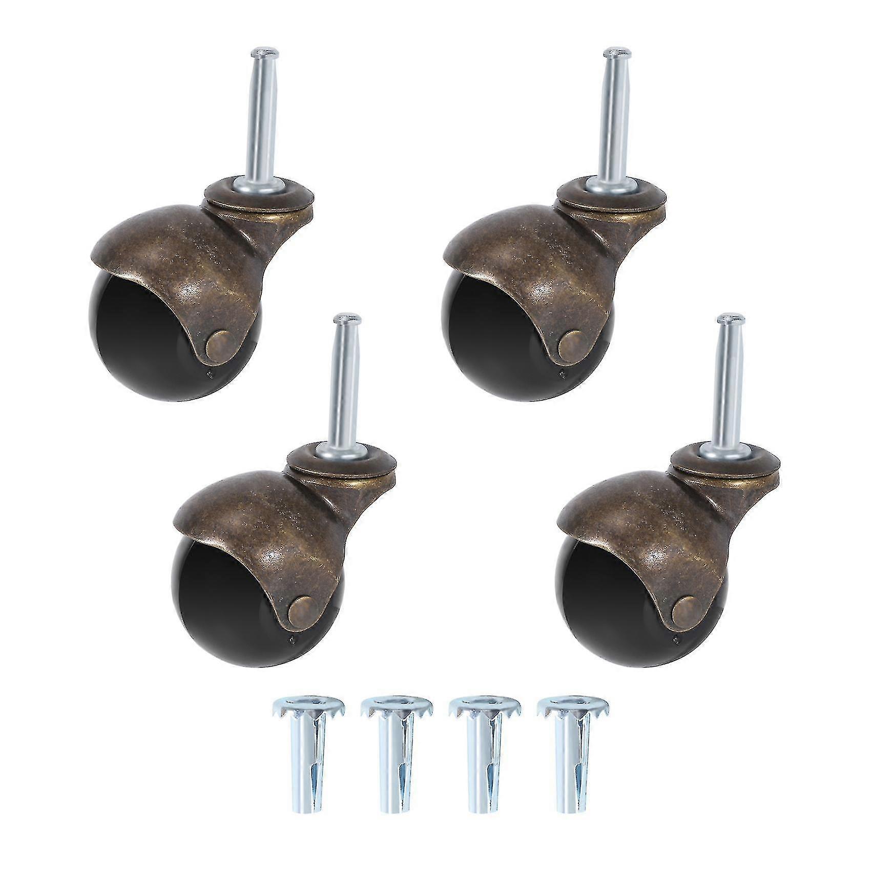 4 Pack 2 Inch Ball Caster Wheels with Sockets, Vintage Antique Swivel Casters Suitable for Various Furniture and Sofas