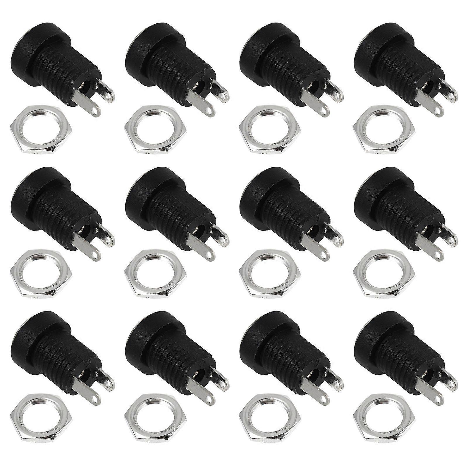 1 Bag 24pcs DC Power Sockets Female Panel Mounting Connector Sockets Black