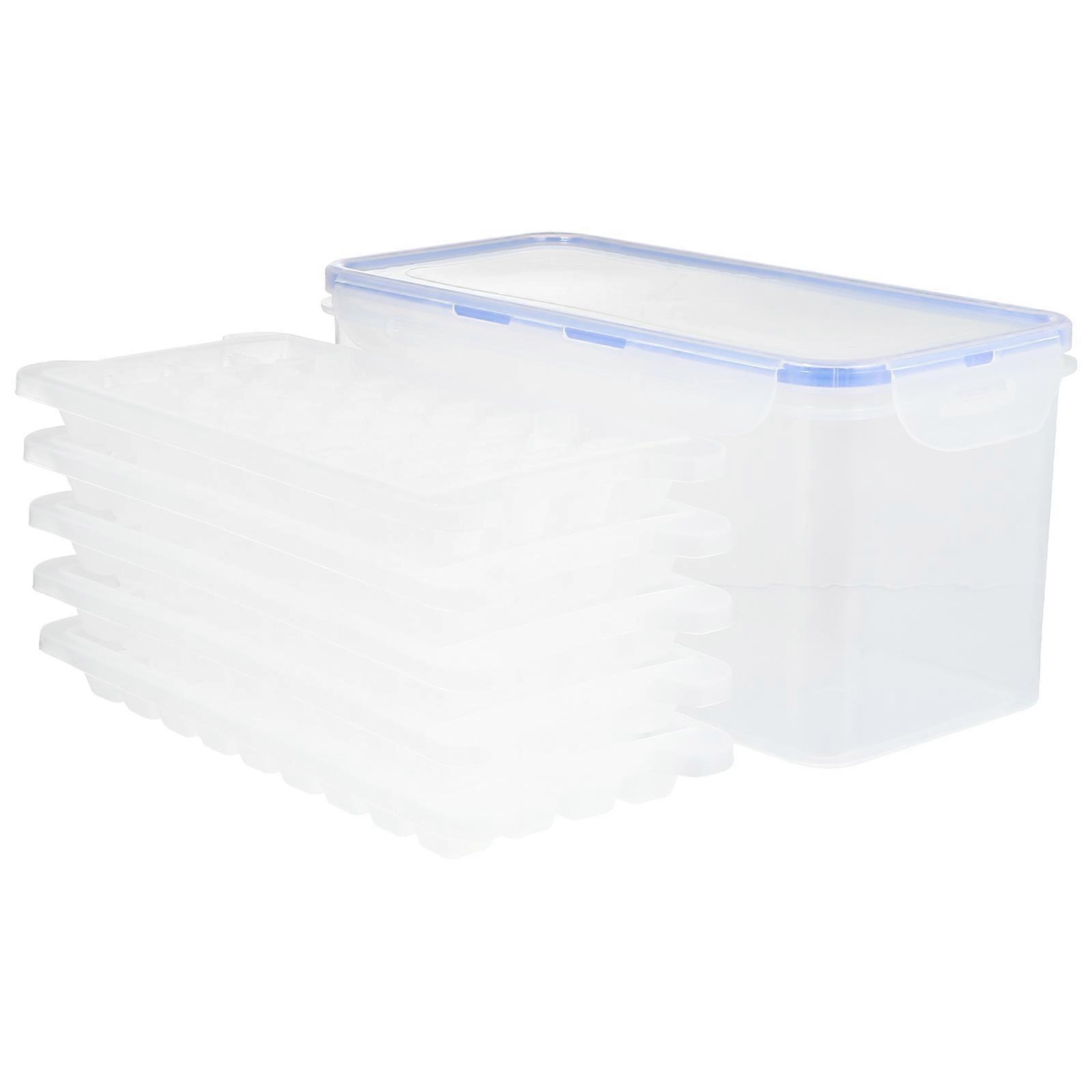 5pcs Ice Cube Trays with Storage Box and Lid – Freezer Ice Making Molds for Home and Party Drinks