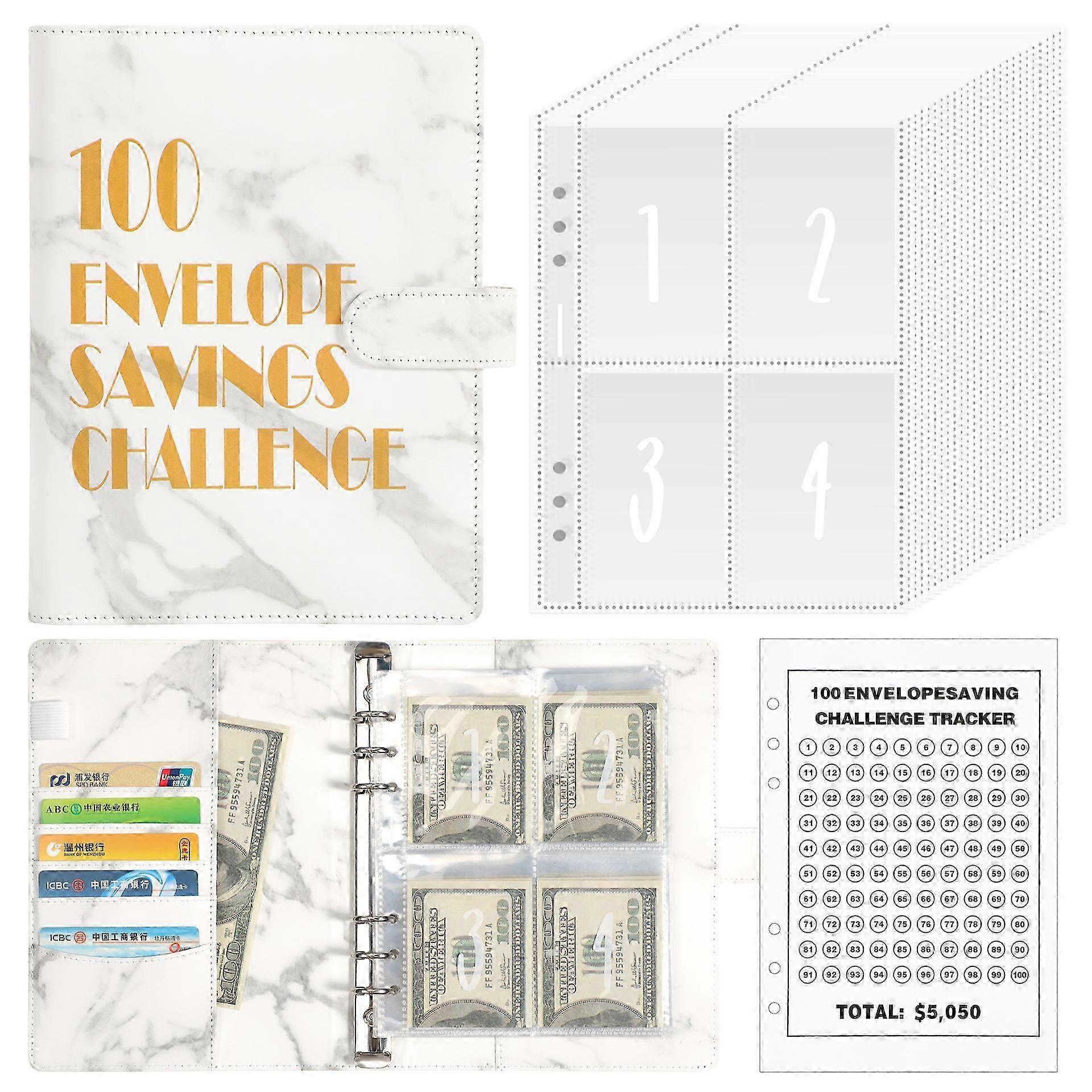 100 Envelopes Budget Saving Challenge Binder - A5 Easy and Fun Savings Book with Envelopes
