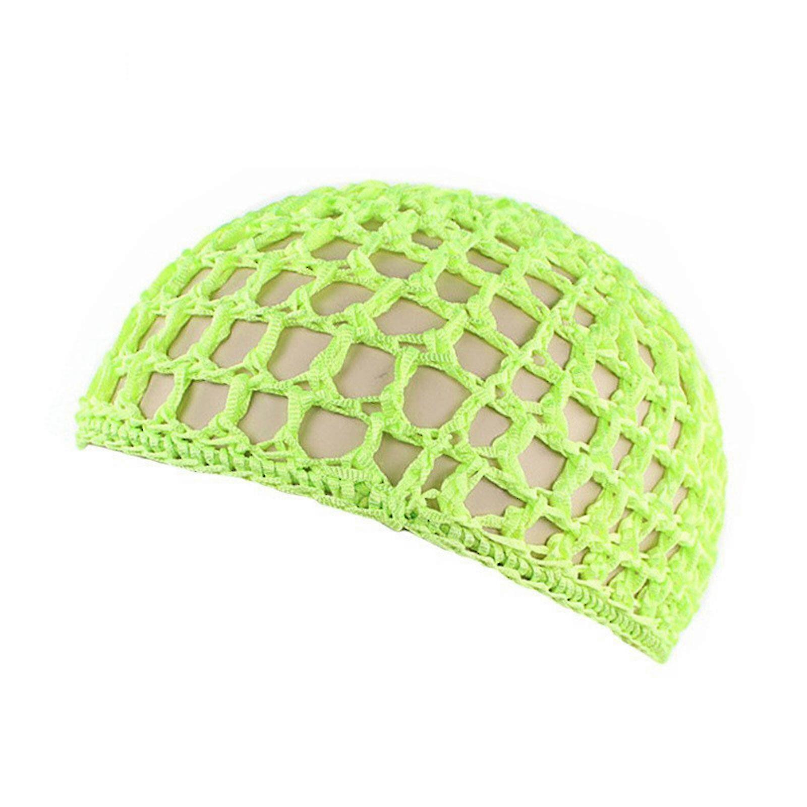 Gorro de dormir de malla de ganchillo con turbante - verde fluorescente