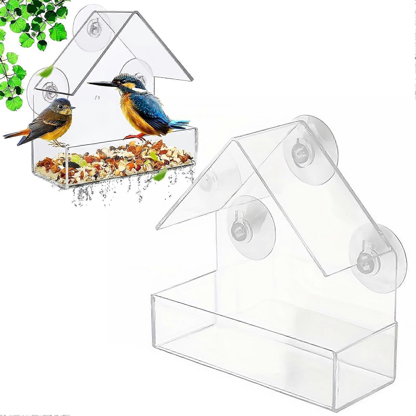 Transparent Window Feeder for Birds, Bird House Window Pane, Bird Feeder for Wild Birds, Bird Feeder Acrylic with Suction Cups, 15 x 15 x 6.5 cm
