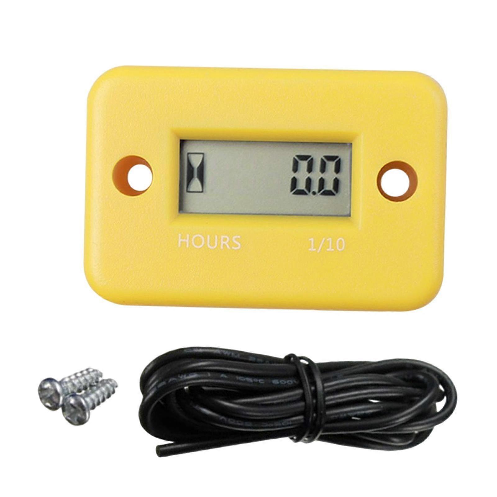 Portable Digital Hour Meter Inductive LCD Display for Snowmobile ATV Yellow