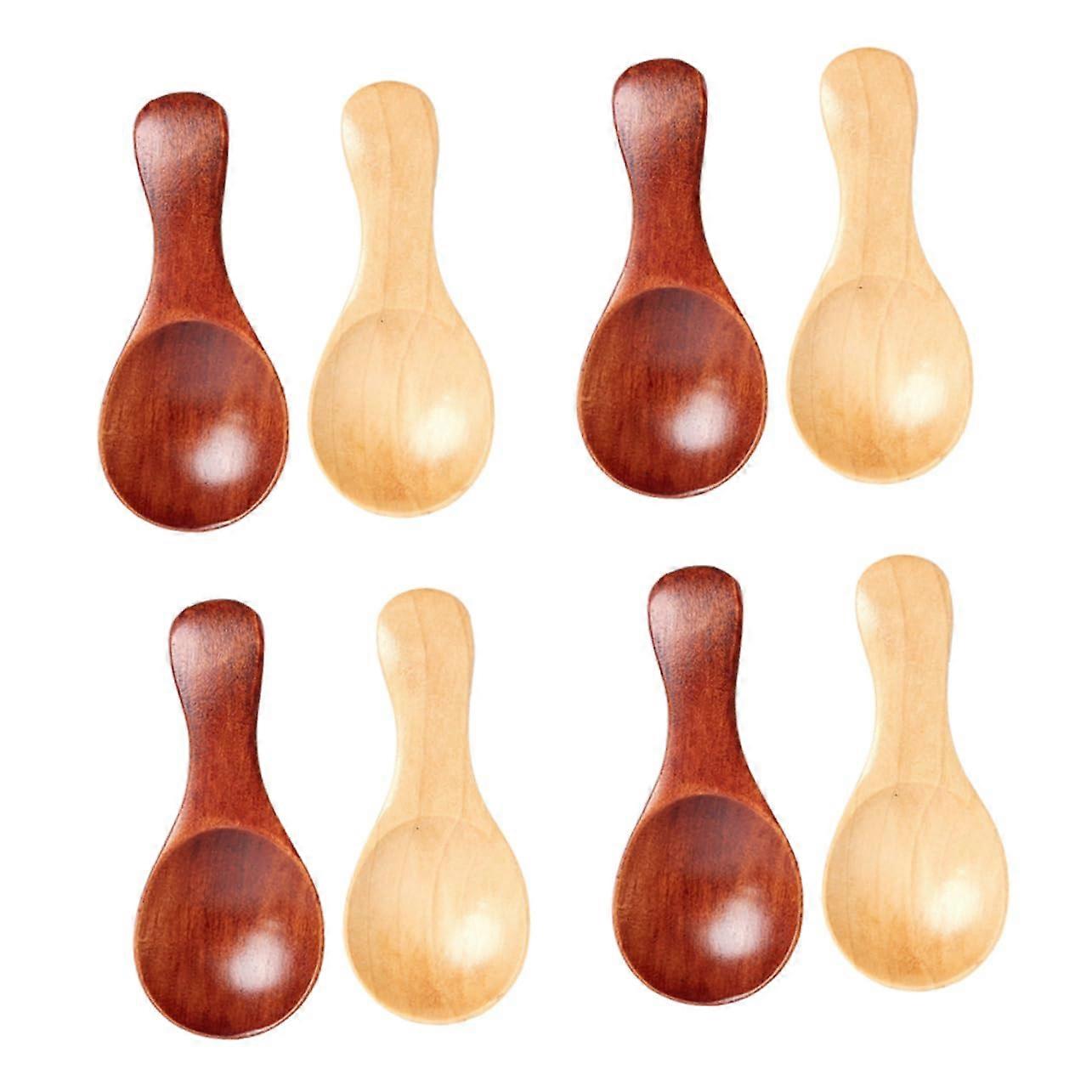 8 x Wooden Milk Powder Spoons, Mini Cooking Scoops for Spices, Sugar, Coffee Beans, Ice Cream, and Honey