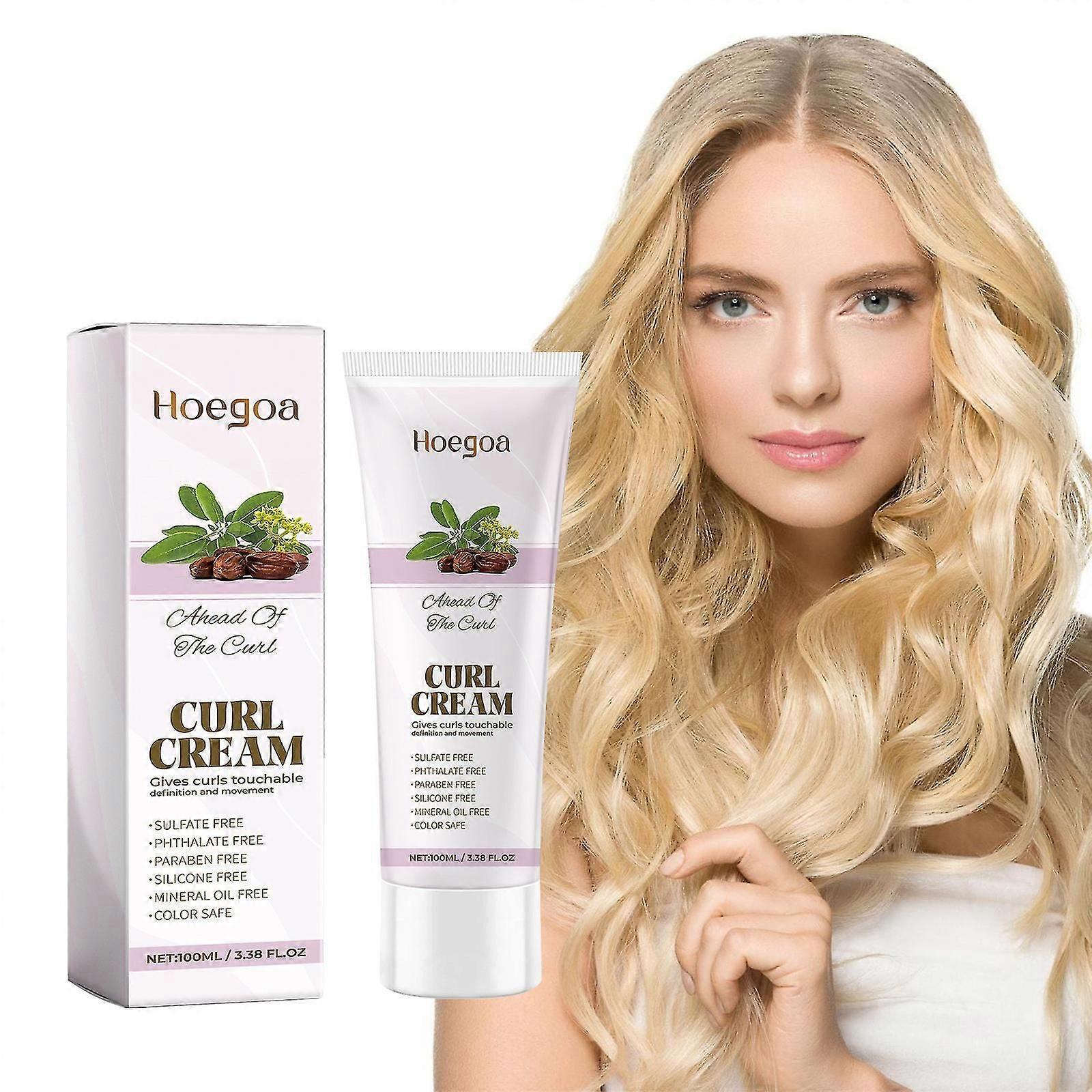 Moisturizing Curl Cream with Jojoba Oil, Leave-in Conditioner with Jojoba Oil to Control Frizz