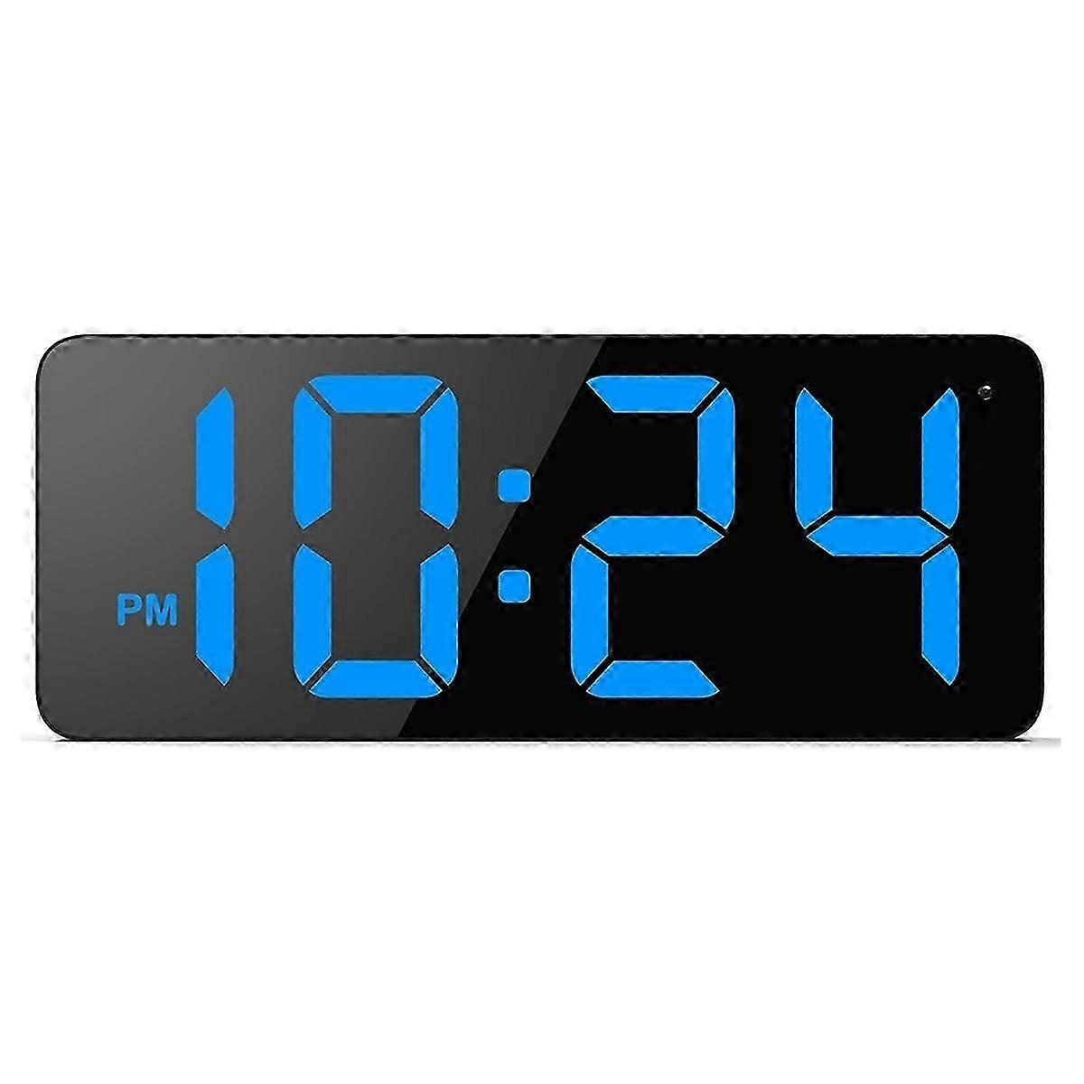 LED Digital Wall Clock with Large Display Digits, Auto-Dimming
