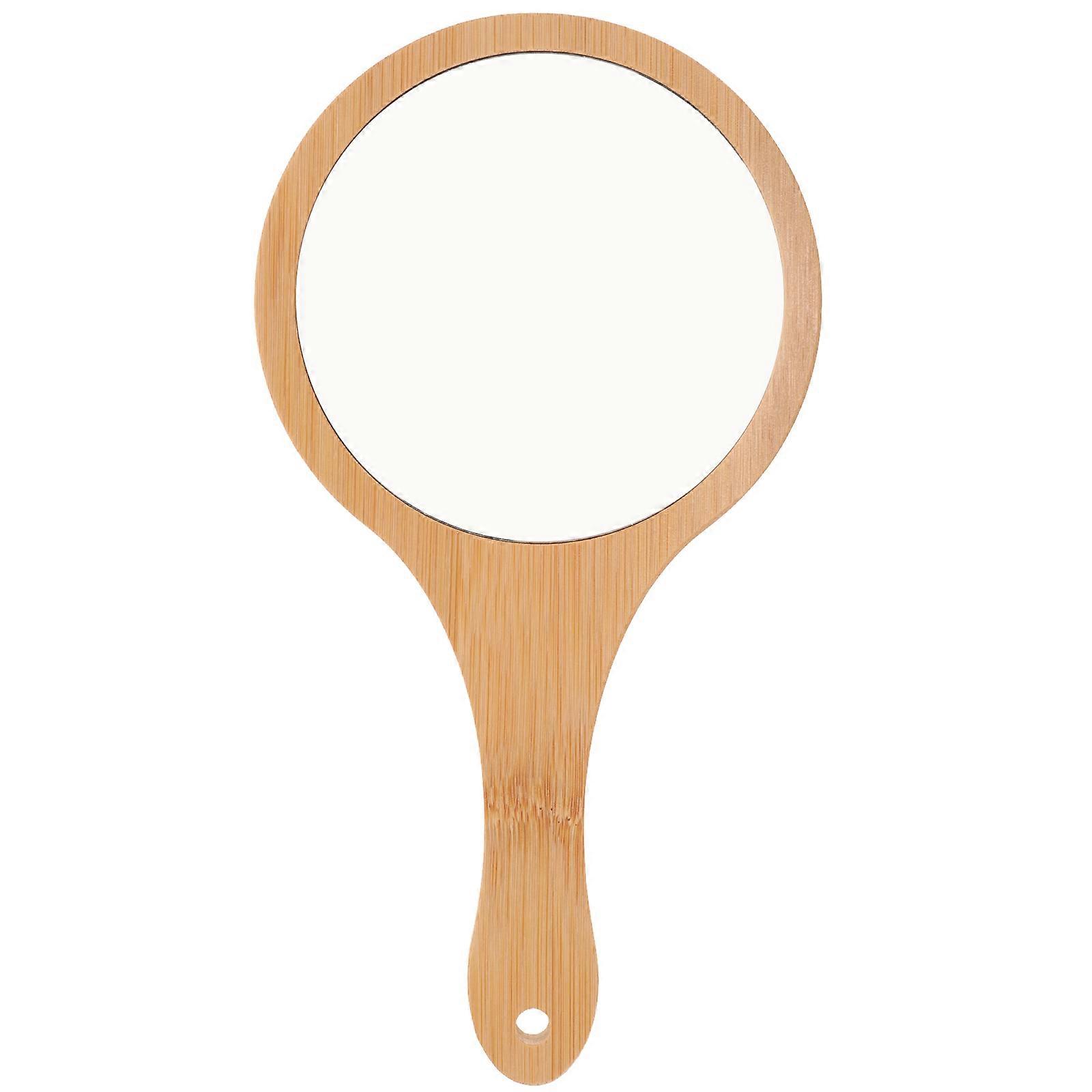Bamboo Handheld Vanity Mirror for Women & Teens – Lightweight Travel Makeup Mirror with Comfortable Grip and HD Surface for Easy Makeup Application