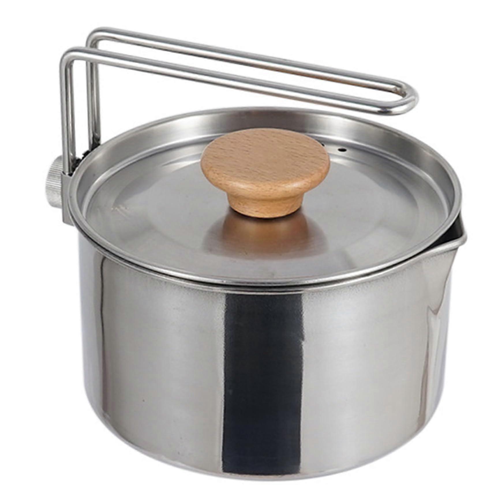 Camping Kaffeekanne 1L Edelstahl Teekessel Mit Abnehmbarem Griff Für Buschcraft Und Campfire Nutzung Im Freien