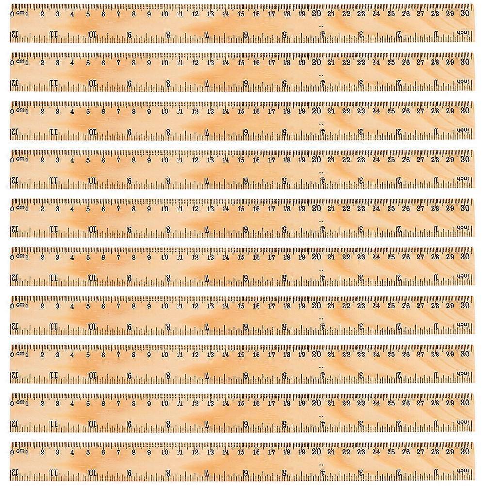 Wood Ruler Bulk Measuring and Drawing Rectangular Design Two Units 30.00X3.30X0.30CM Light Brown 72Set